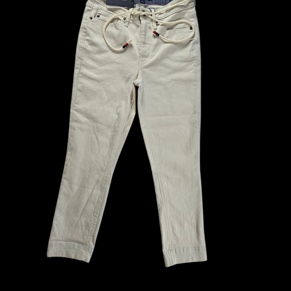 NWT Tommy Hilfiger Cream Casual Peekaboo Ankle Cuff Pants with Drawstring Sz 6